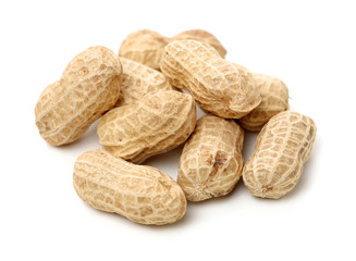 Peanuts on a white background