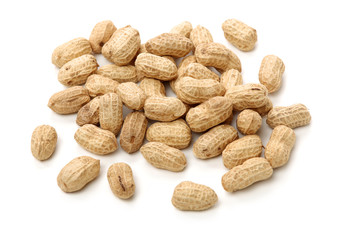 Peanuts on a white background