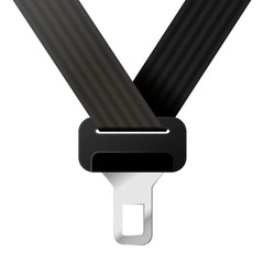 Realistic black safety belt lock on white