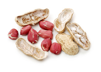 Peanuts on a white background