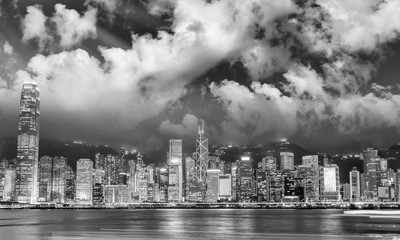 Hong Kong city skyline from Kowloon at night