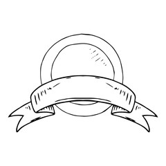 Award medal icon. Vector illustration of a medal with an empty ribbon. Hand drawn medal with ribbon for inscription.
