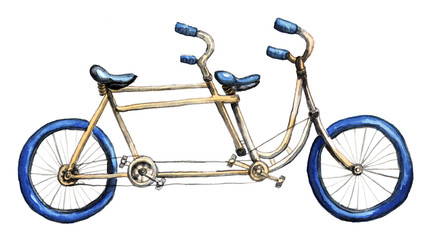 Watercolor tandem bicycle