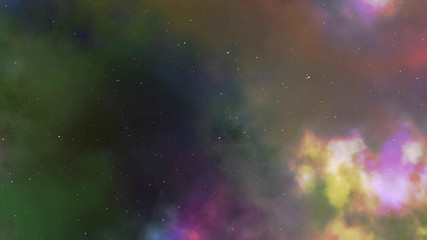 Fly through in the gas cloud nebula and stars 3d animation