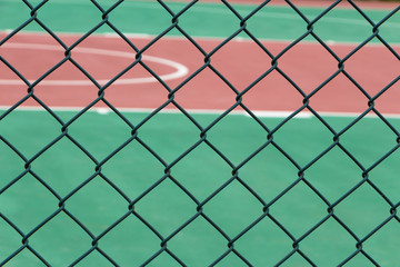 Wire guardrail for outdoor plastic basketball court