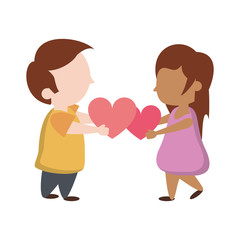 Kids in love cartoon Vector illustration
