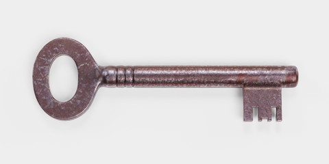 Realistic 3D Render of Classic Old Key