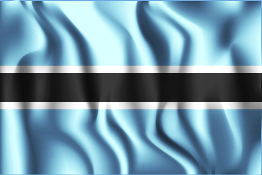 Flag of Botswana. Rectangular Icon. Waving Effect. Vector