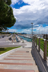 view of the port of Chiavari, Liguria, Italy
