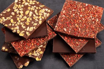 Chocolates with nuts and fruit.