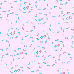 Seamless pattern with small flowers and leaves, endless floral print for fabric, Wallpaper, covers, surface, print, wrap, scrapbooking. Vector illustration