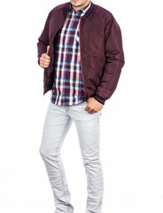 Fashion clothes. Dressed man with casual Clothes photo in white background