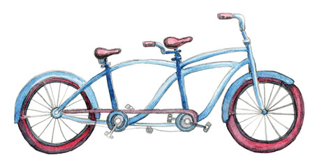 Fototapeta premium Watercolor tandem bicycle