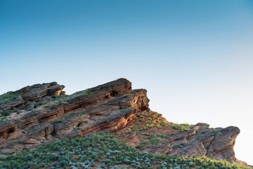Amazing landscape of mountain Big Bogdo against sky. Russia