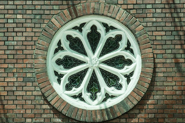 vintage design style brick round window