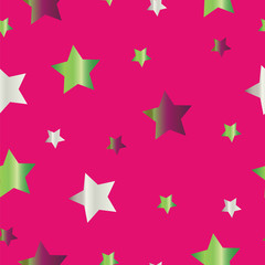 seamless pattern with colorful stars vector on pink background