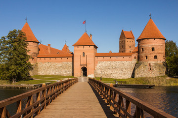 Fototapeta na wymiar Trakai Castle on the island in the middle of the lake. Lithuania