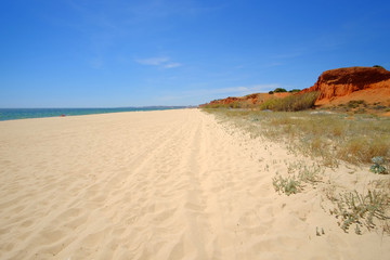 Fototapeta na wymiar Praia da Falesia - Falesia beach in Algarve, Portugal.