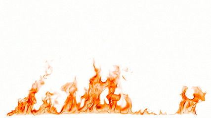Fire flames isolated on white background.