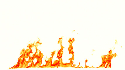Fire flames isolated on white background.