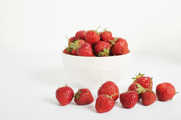 healthy food, strawberries on a white background, food for vegetarians and vegans, ecological products