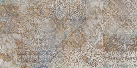 Aluminium Prints Retro vintage floral background, patchwork, ager wallpaper pattern