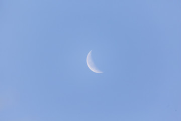 Obraz na płótnie Canvas the moon waning crescent third quarter in a light blue daylight skylight 