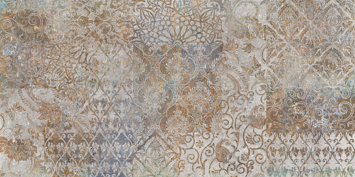 Fototapeta vintage floral background, patchwork, ager wallpaper pattern