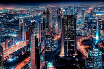 Dubai cityscape with the famous Sheikh Zayed Road