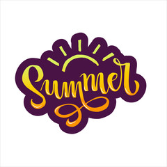 Summer lettering Gradient Handwritten calligraphy, brush painted letters. Inspirational text in illustration. Template for flyer, banner, poster, greeting card, web design or photo overlay