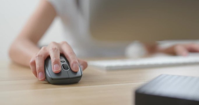 Woman work at office with using desktop computer