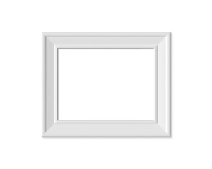 3x4 Horizontal Landacape picture frame mockup. Realisitc paper, wooden or plastic white blank for photographs. Isolated poster frame mock up template on white background. 3D render.