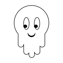 Videogame enemy ghost character in black and white