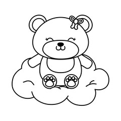 toy bear with cloud in black and white