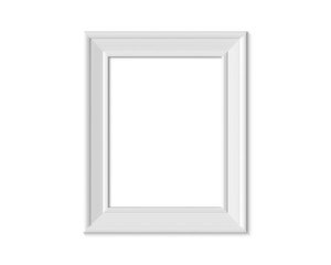 3x4 Vertical Portrait picture frame mockup. Realisitc paper, wooden or plastic white blank for photographs. Isolated poster frame mock up template on white background. 3D render.