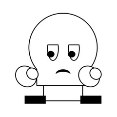 Videogame enemy character rock with fists in black and white