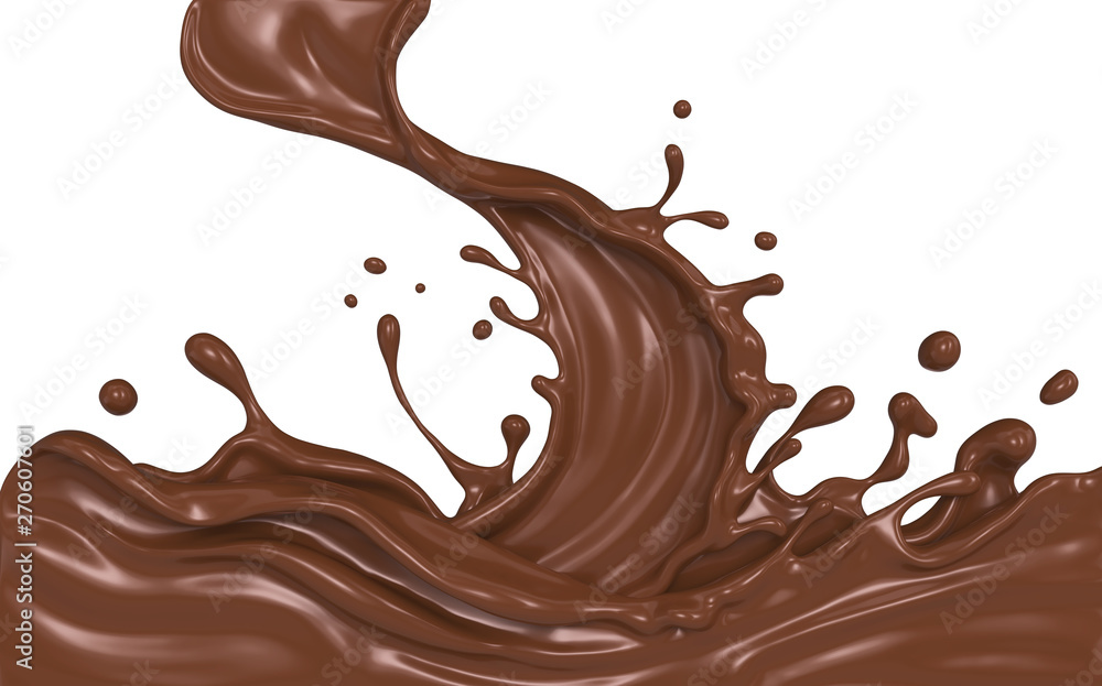 Fototapete chocolate or cocoa splash abstract background, 3d rendering include clipping path.