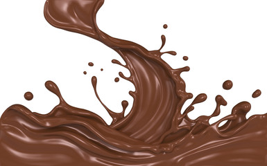 Chocolate or cocoa splash abstract background, 3d rendering Include clipping path.