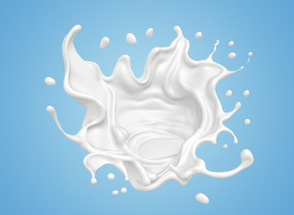 milk splash isolated on background, liquid or Yogurt splash, Include clipping path. 3d illustration.