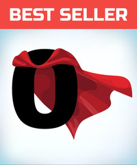 zero in red hero cape. Super cloak. Super power. Power concept. Leadership sign. Superhero symbol