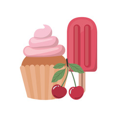 ice cream of tropical fruits on white background