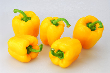 Yellow pepper isolated on a gray background
