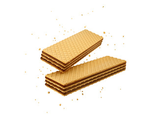 Crispy wafer, chocolate milk flavor, with Clipping path 3d illustration.