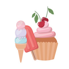 delicious cupcakes and ice cream for summer