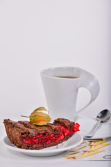 cherry pie with a cup of tea