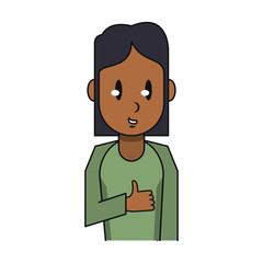 Young woman smiling profile cartoon