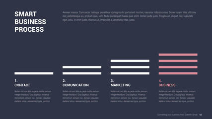 Fototapeta premium Flat business presentation brochure vector slide template with awesome layout vector color diagrams