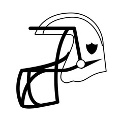 American football helmet cartoon isolated in black and white