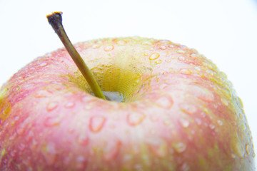 Manzana fresca y sana llena de gotas de agua