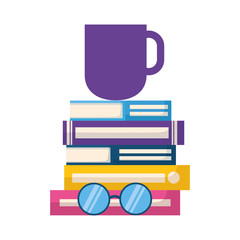 stack of books with lenses isolated icon